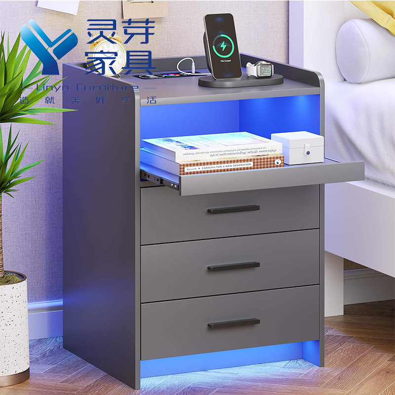 Amazon venta caliente de muebles de tablero con diodos luminosos recargables mesas de cama fábrica de comercio exterior al por mayor