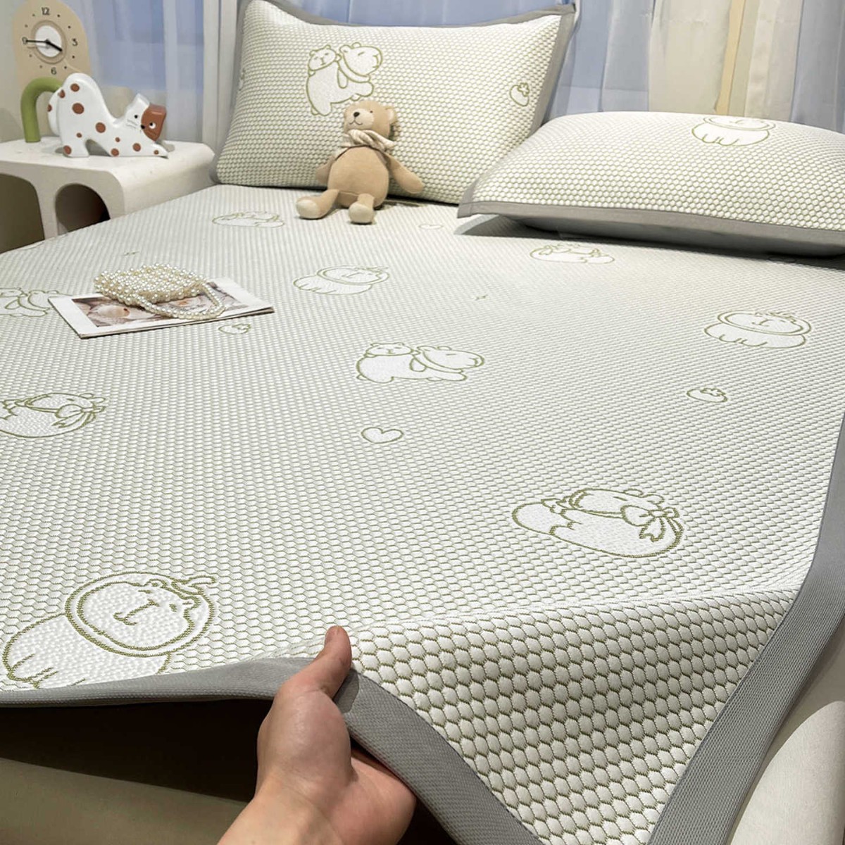 Sábanas de seda de hielo de verano, una pieza, estera suave de doble uso de doble cara 2025 nuevo dormitorio, estera individual, estera de tres piezas