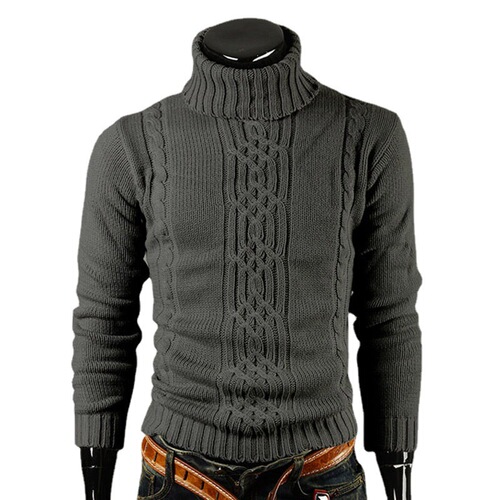 Men's Cowl Neck Sweater Fashion European and American Youth Warm Autumn and Winter Knitted Top