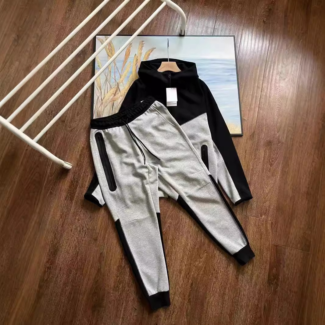 Kevad-sügis uus spordiülikond meeste kootud vabaaja kapuutsiga kardigan 922 jope ja 002 dressipükste komplekt_voghion.com