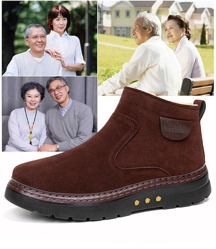 Winter New Northeast Men's Snow Boots Insulated Fleece Lined Thick Cold-Proof Cotton Shoes Casual High-Top Non-Slip Wool Leather Shoes