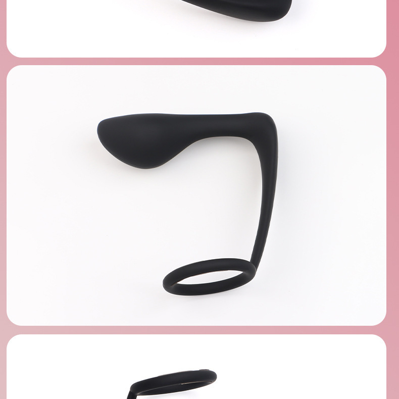 Silicone Locking Ring with Prostate Massager, Manual Control, Black — detail image 12