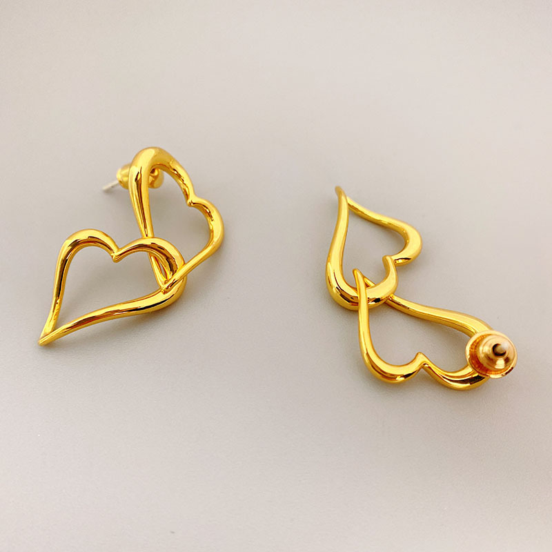 Fashion Heart Shape Copper Plating Drop Earrings 1 Pair