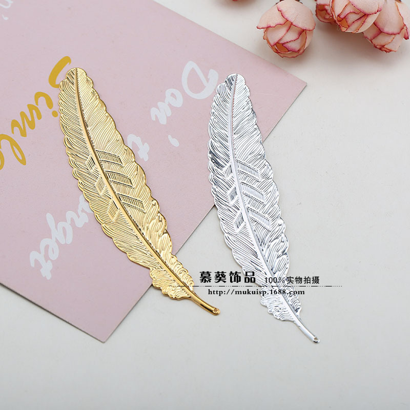 DIY Jewelry Accessories 114*23mm Metal Feather Flower Piece Bookmark Pendant Gold/Silver DIY Jewelry Accessories 114*23mm Metal Feather Flower Piece Bookmark Pendant Gold/Silver