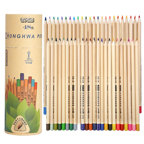 Chinese Colored Pencil Set of 48 Colors for Children's Hand-drawing and Coloring, Oil-based Student Pencil and Stationery