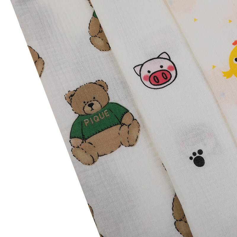 Nueva tendencia alta doble arena lavada orgánica impresión de dibujos animados tela de algodón pijama bebé image 8