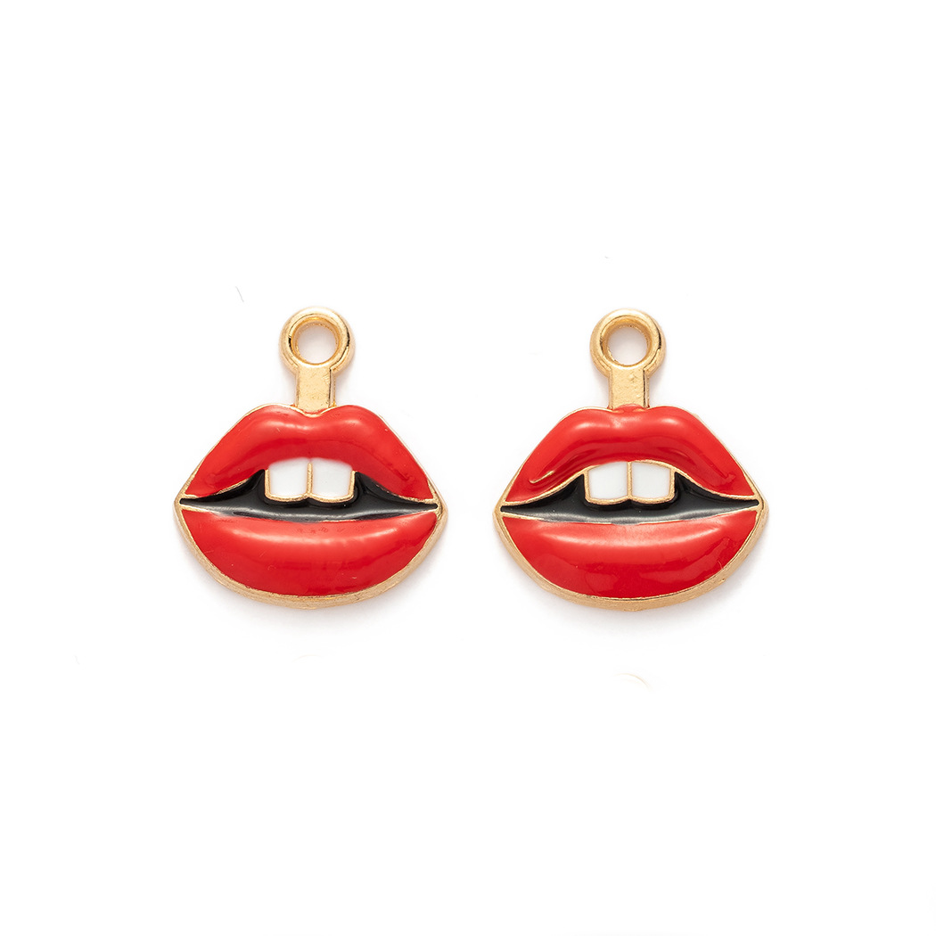 Lipstick, Lips Pattern 10 PCS/Package Alloy Rhinestones Lipstick Lips