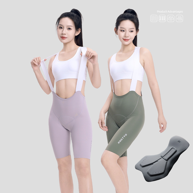 Mountain Bike Cycling Bib Women's Shorts Summer High-Waist Road Bike Quick-Drying Sweat-Wicking Slim Shorts Cycling Clothing