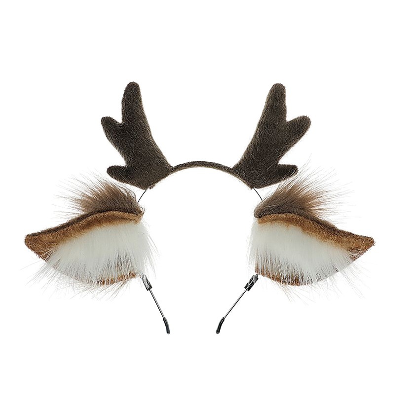 Navidad corbata diadema lindo felpa corbata tocado Cosplay accesorios hechos a mano simulación bestia oído diadema