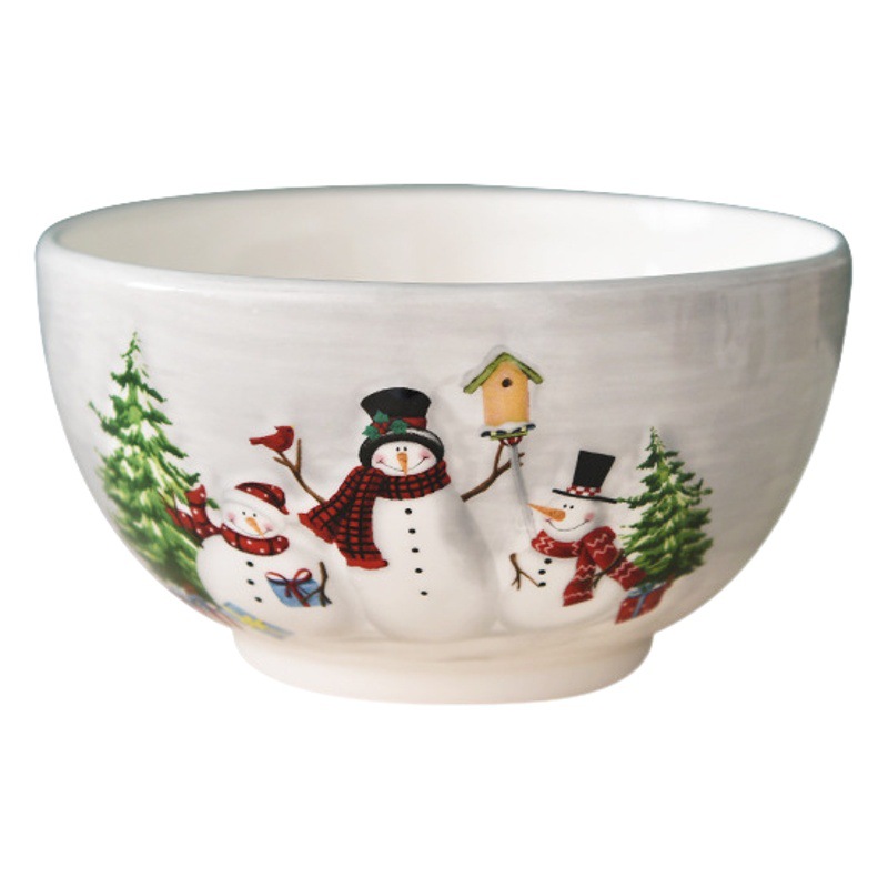 País nórdico Navidad muñeco de nieve tazón de cerámica tazón de arroz de gran capacidad tazón de fideos tazón de sopa tazón de ensalada occidental vajilla en relieve