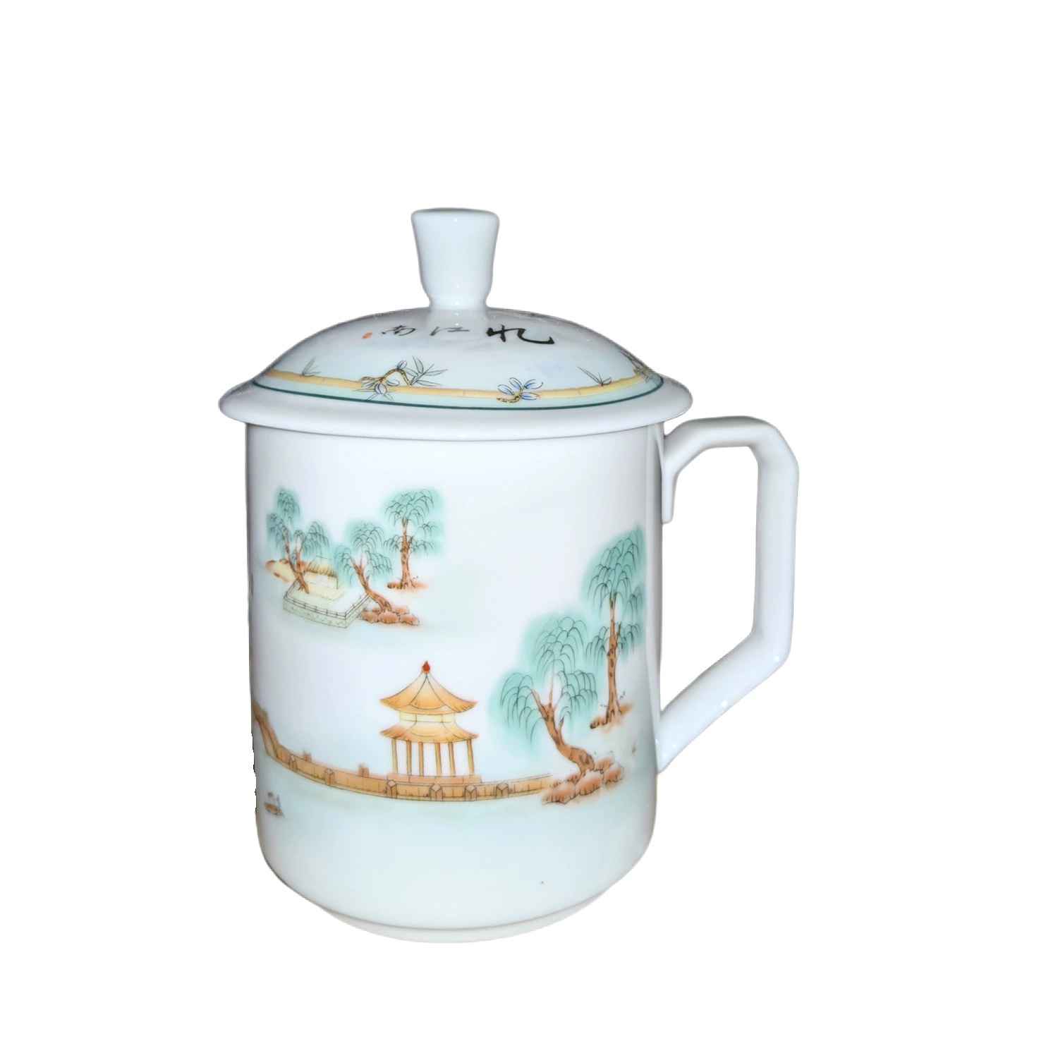 Чайная чашка Jingdezhen, керамическая домашняя водяная чашка с крышкой, китайская белая фарфоровая офисная чашка, синяя и белая фарфоровая чашка, чашка для конференций, чайная чашка