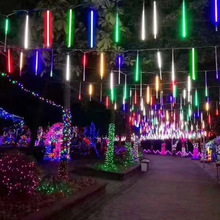 led流星灯管工厂太阳能流星雨灯圣诞挂树灯装饰灯管户外流星雨灯