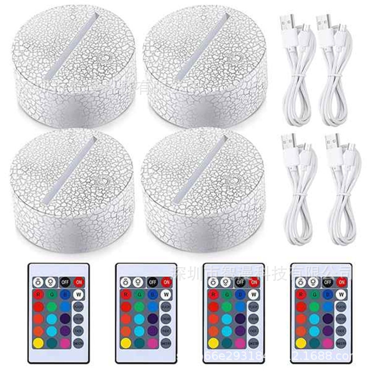 Transfronterizo nuevo exótico 3D luz de la noche titular USB Toque control Remoto colorido luz de la noche lámpara de mesa de acrílico combinación base