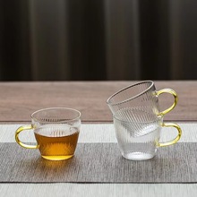 耐热锤纹玻璃杯带把品茗杯功夫茶杯小杯子家用酒杯耐热水杯