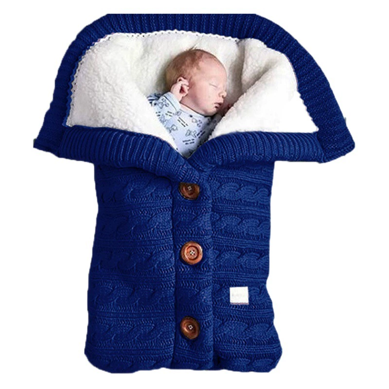 Весна Осень Зима Вязаный Спальный Мешок Детская Коляска Спальный Мешок Пеленальная Тележка Спальный Мешок Кнопка Твист Спальный Мешок Утолщенный мешок на флисовой подкладке