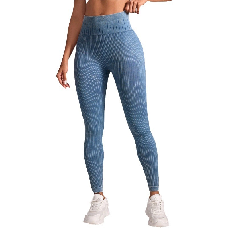 Pantalones de yoga sin costuras para mujer, cintura alta, abdomen, fitness, leggings deportivos, polainas a rayas deportivas con levantamiento de cadera