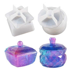 diy水晶树脂滴胶模具切面圆形正方收纳盒模具 饰品摆台硅胶模具
