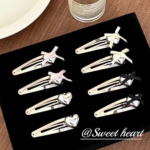 Silver Heart Butterfly Bow Basic BB Clip Exquisite Alloy Hair Clip Side Clip Fashion Simple Hair Pin Top Hair Accessory
