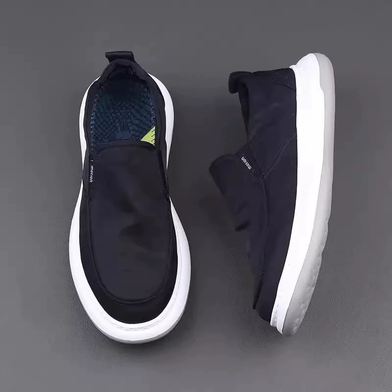 Мужские туфли 2025: Новинка осени, толстая подошва, удобные повседневные мужские тканевые слипоны, универсальные лоферы