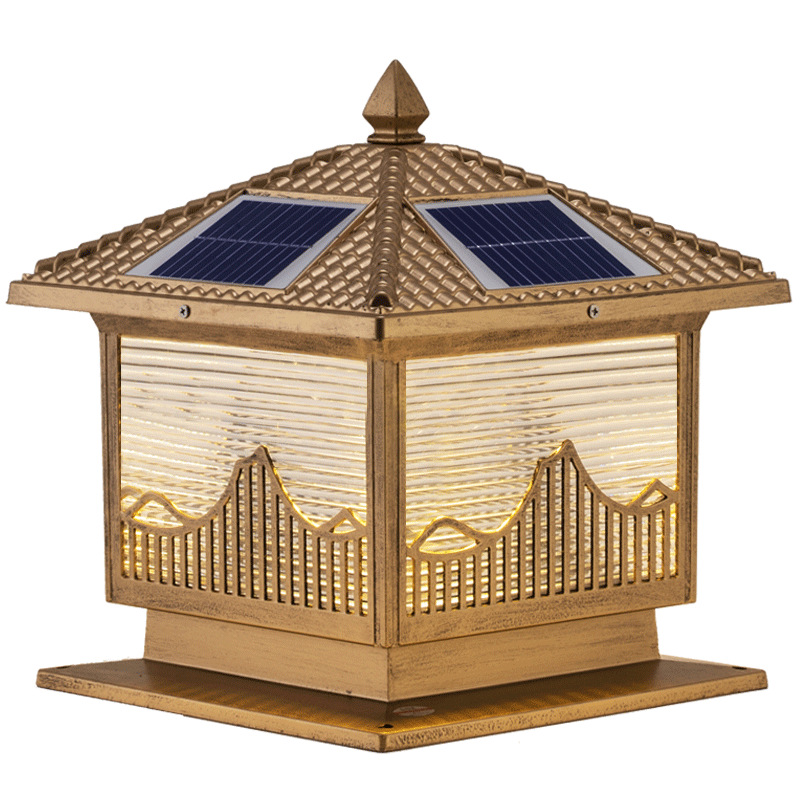 Lámpara solar de columna para exteriores, impermeable, para jardín, patio, valla, columna, hogar, villa, balcón, con control remoto