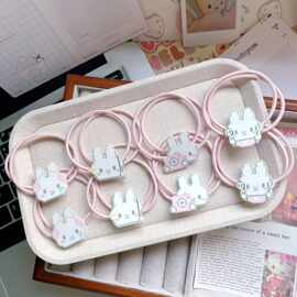 可爱像素米菲兔发绳粉色双股ins甜美表情发圈情侣闺蜜头绳皮筋