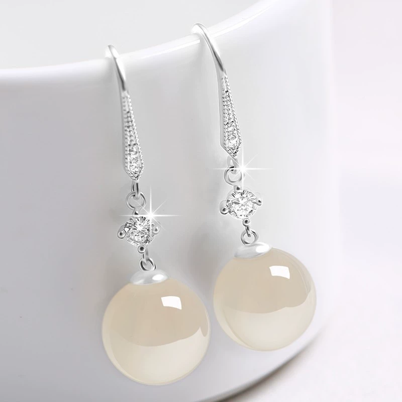 Серьги, короткие из циркония, ювелирные изделия из жемчуга, европейский стиль, с камнем