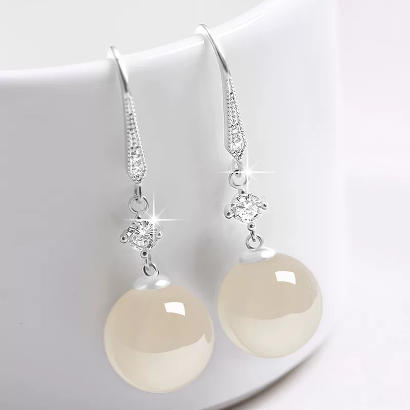 Серьги, короткие из циркония, ювелирные изделия из жемчуга, европейский стиль, с камнем