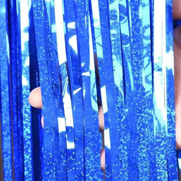 Cortina de seda láser al por mayor colorida decoración de luz brillante fiesta día de los niños casa de boda cumpleaños decoración de cortina de puerta