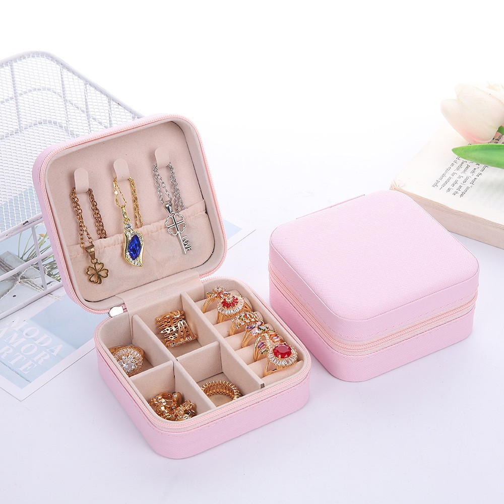 Joyería portátil transfronteriza caja de almacenamiento exquisita caja de joyería alta costura collar anillo caja de joyería de viaje