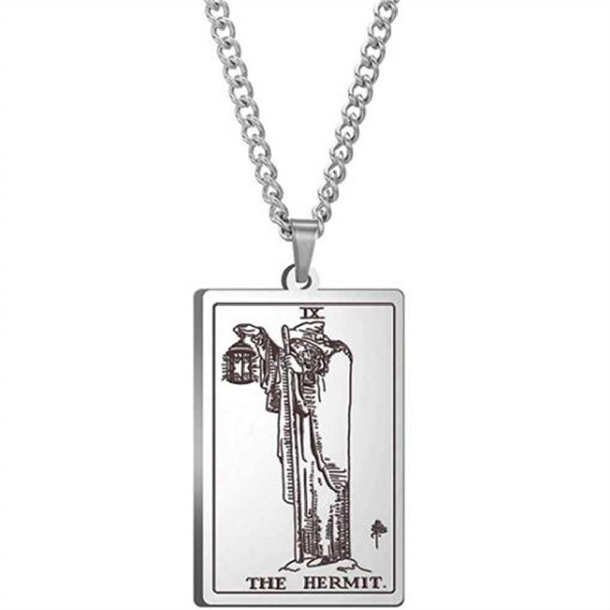 Collana con ciondolo carta dei tarocchi in acciaio inox_voghion.com