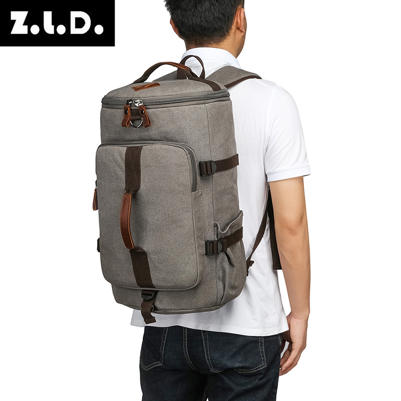 European and American Retro Canvas Backpack Laptop Bag Large Capacity Three-purpose Cylinder Backpack Unisex Backpack