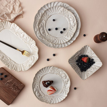 日式ins风创意家用陶瓷沙拉碗早餐盘牛排盘 动物森林系餐具