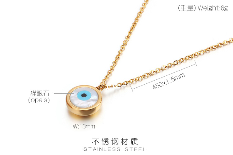 9g Weight PVD Coated Gold Plating Process 18K Real Gold Plated Plating Material Cat's Eye Stone Inlay Material Bracelets, Earrings, Necklace Classification Daily Occasion 304 Stainless Steel Material Devil's Eye Pattern Women's Gender Fashion Style Waterproof Non Tarnish, Inlay Craft Fashion Devil's Eye Titanium Steel Inlay Opal Bracelets Earrings Necklace 3