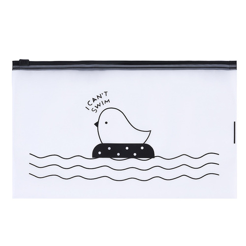 Cartoon chicken semi-transparent frosted self-sealing zipper bag pen accessory bag rubber band edge storage plastic bag