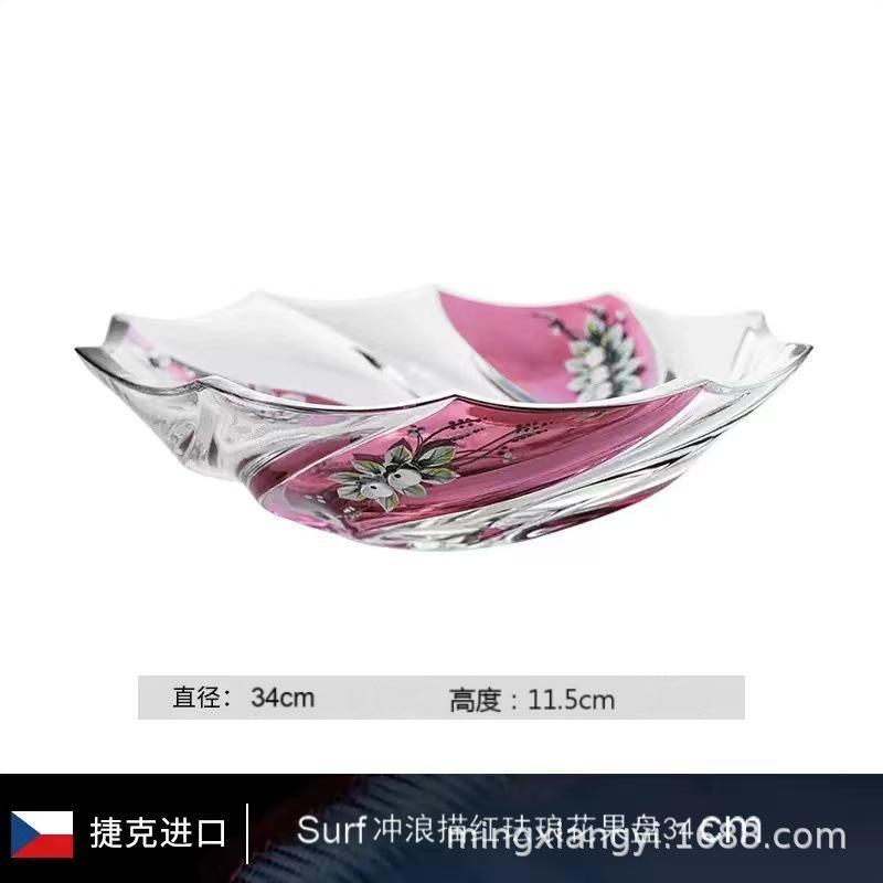 서프 시리즈 핸드메이드 에나멜 플라워 레드 과일통 34cm