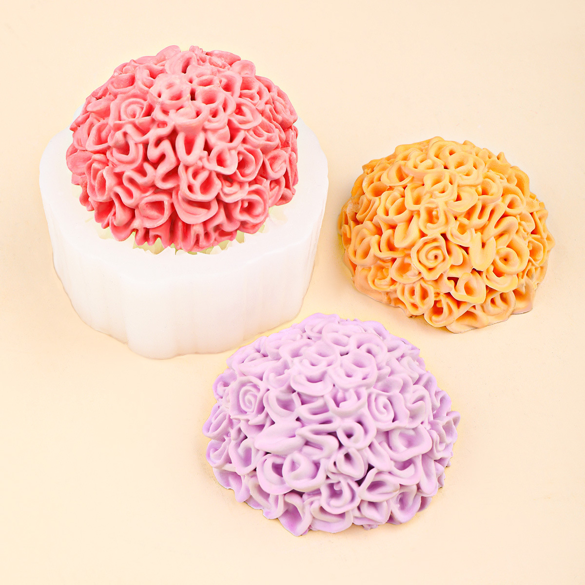 Molde de silicona de flor de caléndula, bola de rosa, vela de aromaterapia de crisantemo, molde de decoración de yeso, molde de chocolate fondant