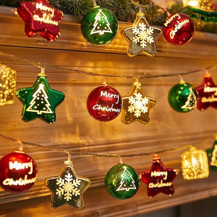 아마존 크리스마스 LED 스타 전기 도금 크리스마스 볼 플래시 라이트 스트링 라이트 크리스마스 트리 라이트 TIANLUO 볼 장식 조명