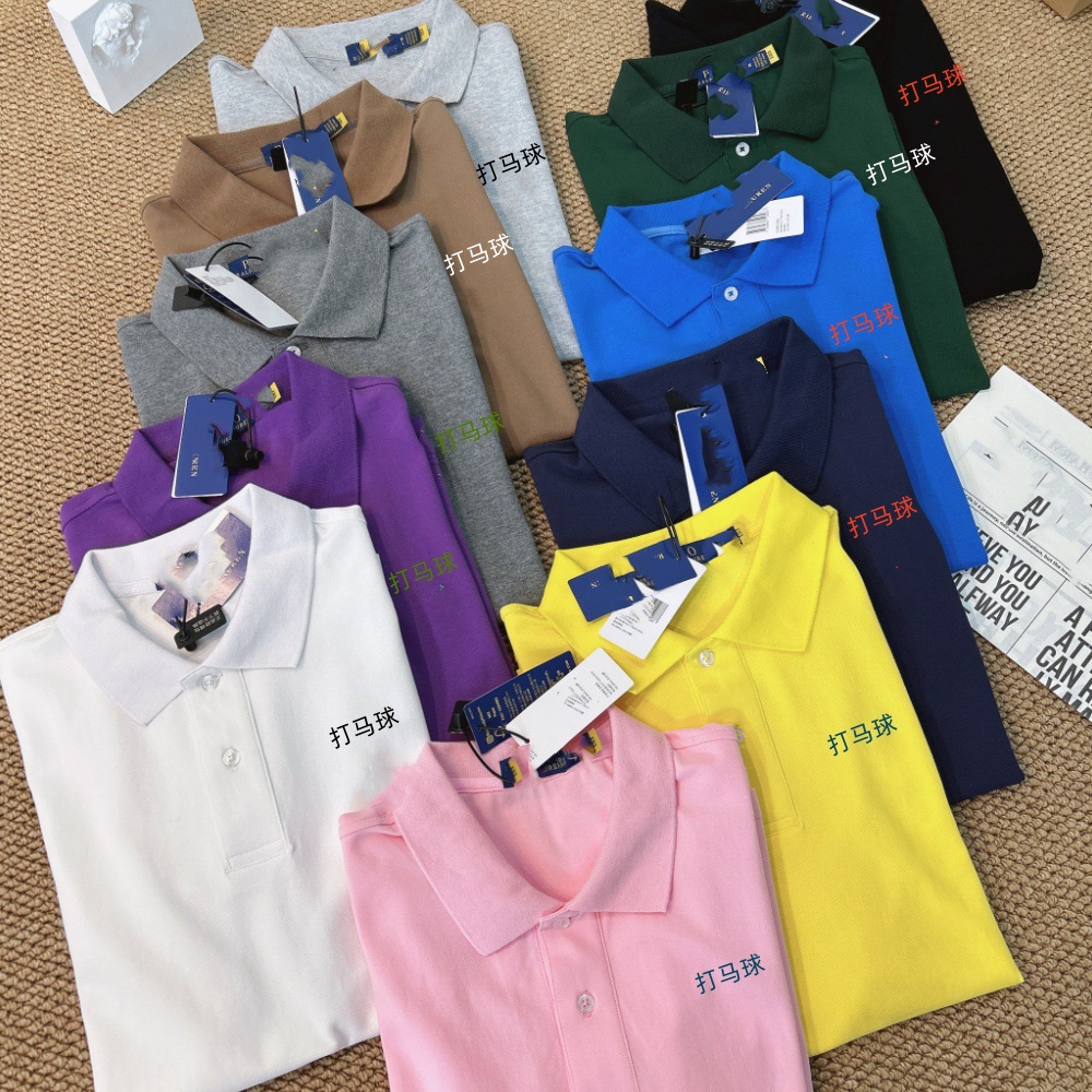 25 Summer Men's Pearl Cotton POLO Shirt Loose All-match Fashion Lapel Short-sleeve Simple Embroidered Pony Half-sleeve