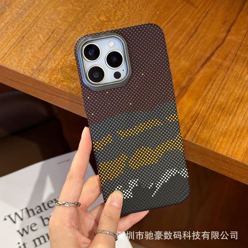 适用iPhone17promax肤感凯夫拉纹手机壳苹果16碳纤维纹15防摔PC套|undefined