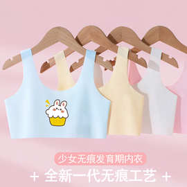 无痕冰丝女童发育期小背心小学生女孩内衣少女文胸女大儿童抹胸
