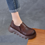 以一 Весенне-осенняя повседневная женская обувь из воловьей кожи на толстой подошве и платформе в стиле ретро с носком, универсальная, удобная и простая четырехсезонная обувь