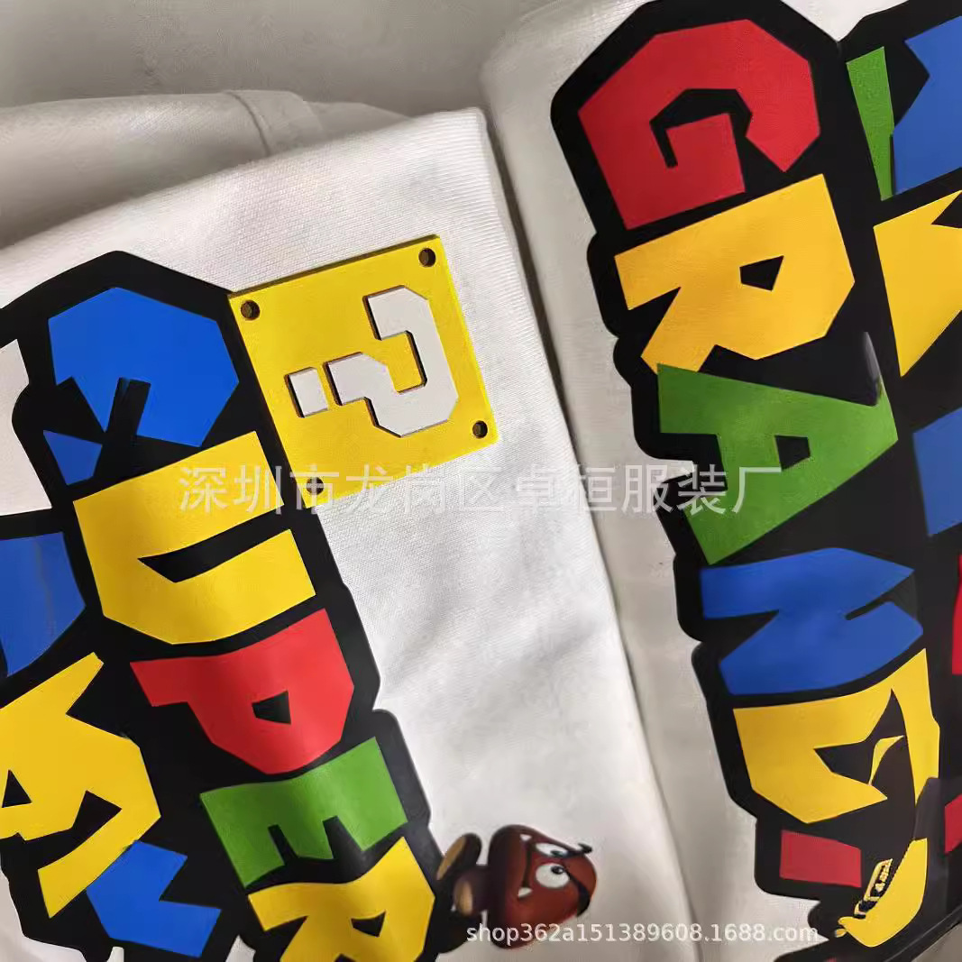 Moda de dibujos animados lindo manga corta hombres padre-niño ropa de clase camiseta suelta estilo coreano impreso Super Mary camiseta mujeres