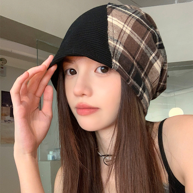 Sombrero japonés retro empalmado para mujeres primavera y verano suelto versátil para mostrar la cara pequeña gorra fría perezosa sombrero