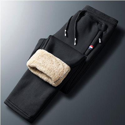 Red label zipper, black straight-leg [lamb fleece]