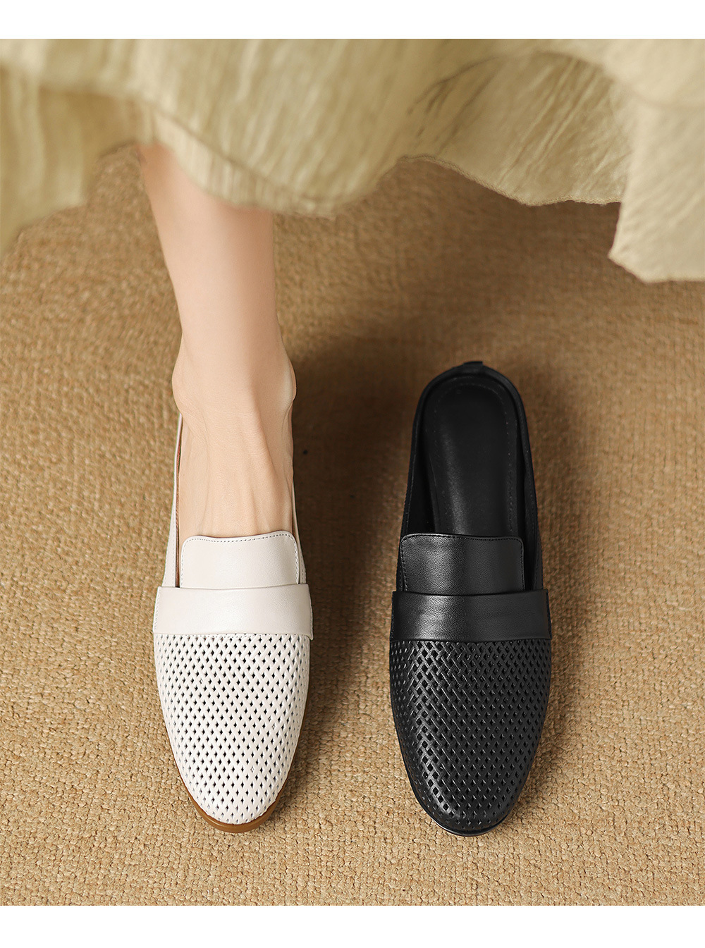 Sandal nữ quai ngang mũi kín gót thấp đế xốp nhẹ mùa xuân hè — đen chi tiết 1