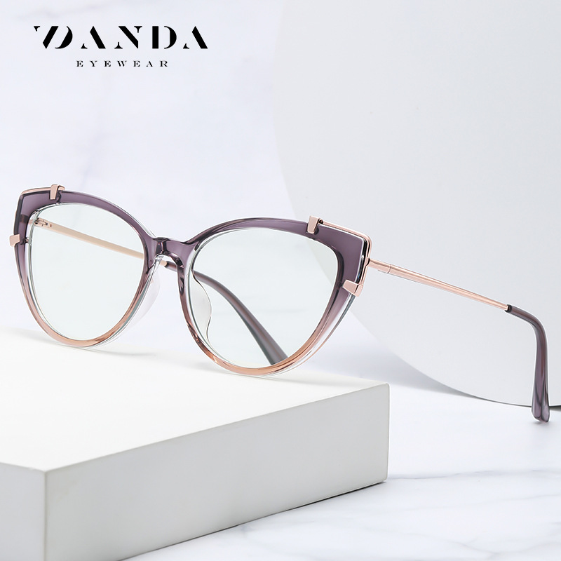Nuevas gafas de luz anti-azul TJ875 moda europea y americana gafas lisas marco transfronterizo de las mujeres vendedoras calientes ojo de gato gafas lisas