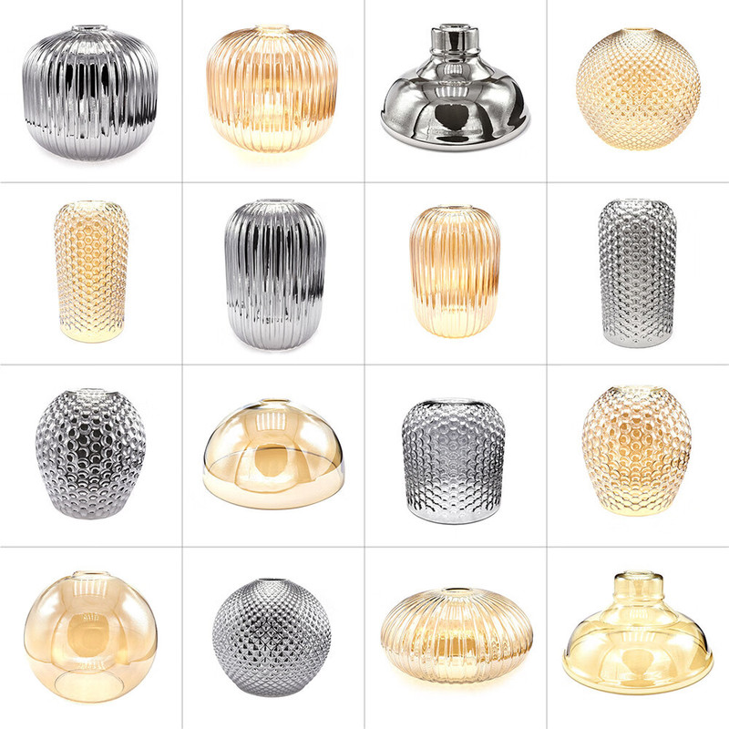 Factory Blown Glass Lampshade Amber Smoky Gray DIY Lighting Accessories Atmosphere Creative Chandelier Easy Shell Cover