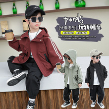 男童秋装袖拉条派克服春秋季韩版儿童洋气风衣外套中小童洋气上衣