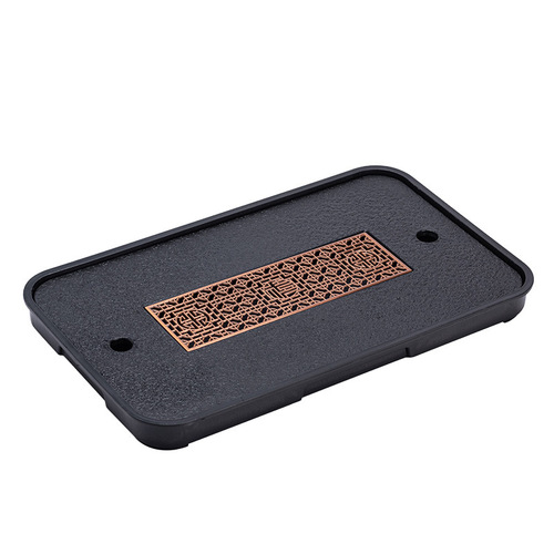High-end tea tray household small imitation black gold stone tray kungfu tea set tea sea drainage water storage dual-use dry bubble tray wholesale