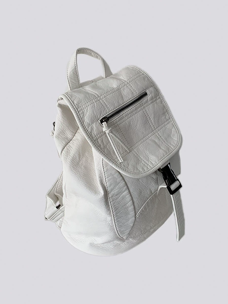 (Cross-border trading), white retro backpack, capacious purse, bag, American style, drawstring